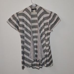 Gray Stripe Waterfall Cardigan